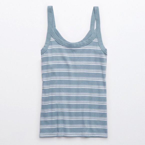 aerie Tops - American Eagle Aerie No BS Striped Blue Tank